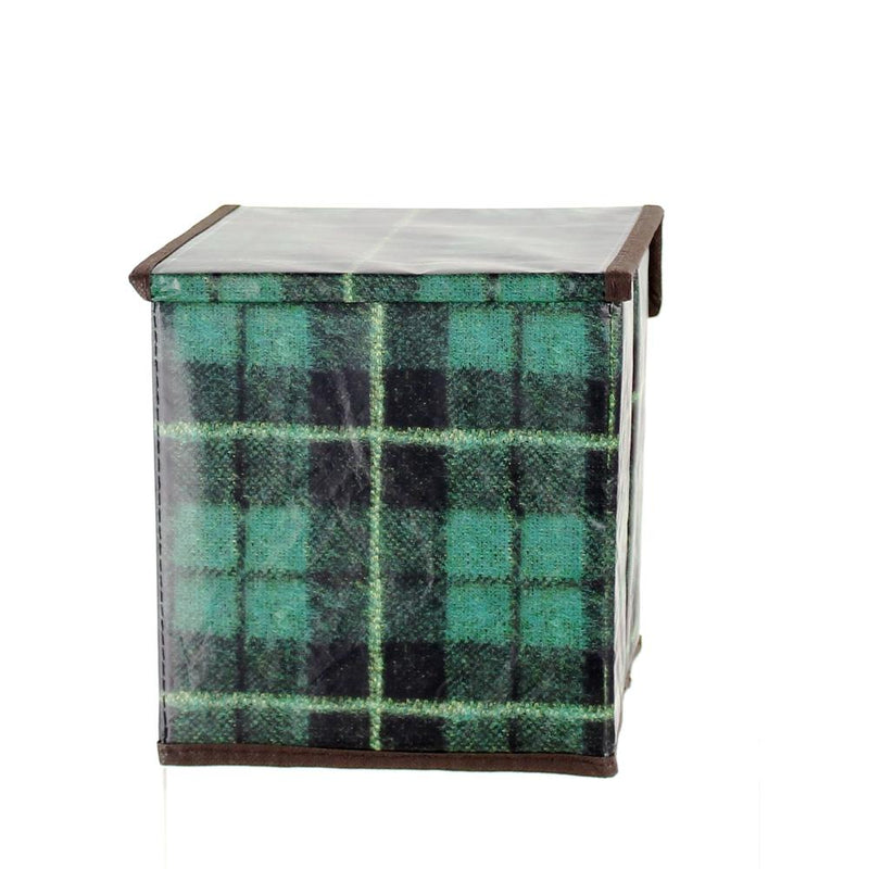 Storage Box (With Lid/Plaid/18x18x18cm)