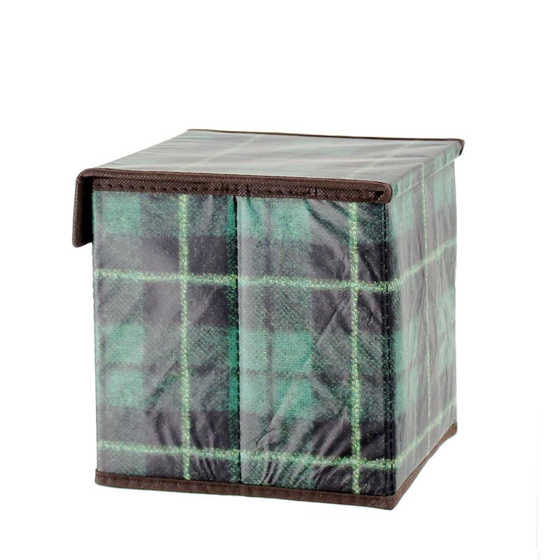 Storage Box (With Lid/Plaid/18x18x18cm)