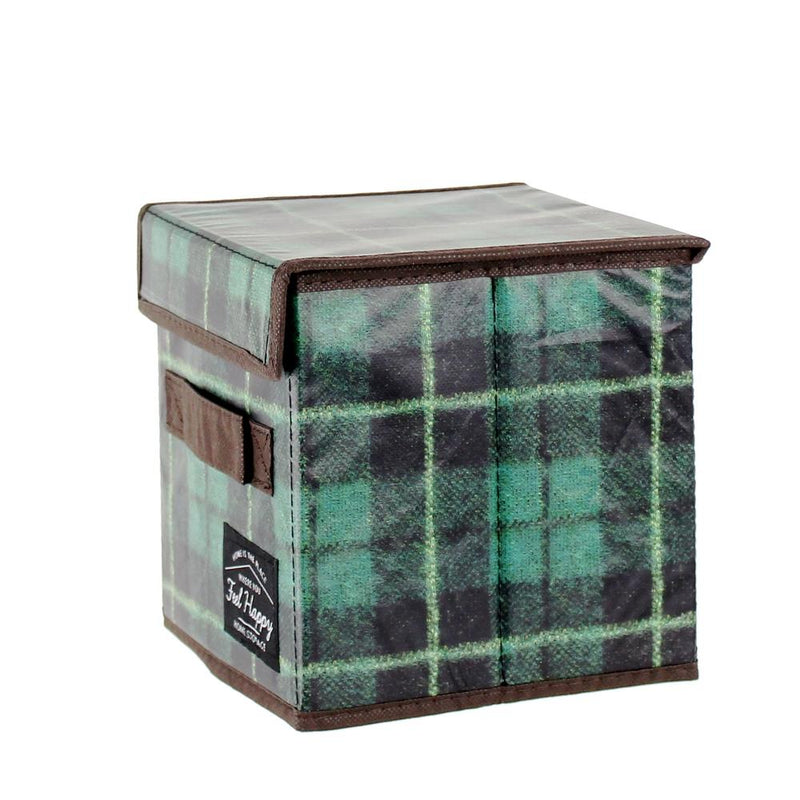 Storage Box (With Lid/Plaid/18x18x18cm)