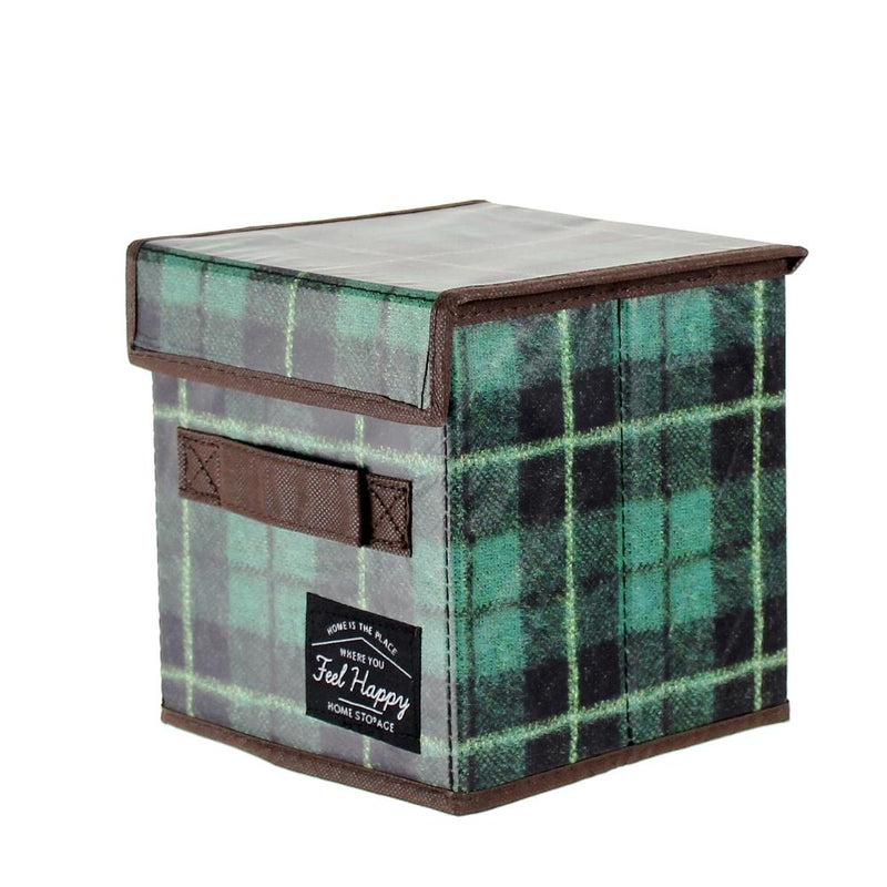 Storage Box (With Lid/Plaid/18x18x18cm)