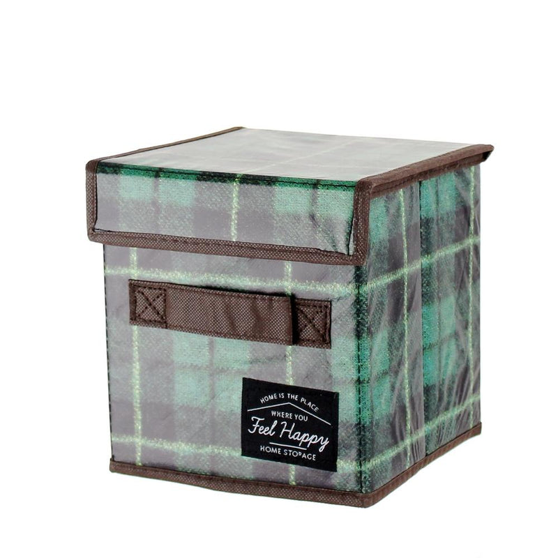 Storage Box (With Lid/Plaid/18x18x18cm)