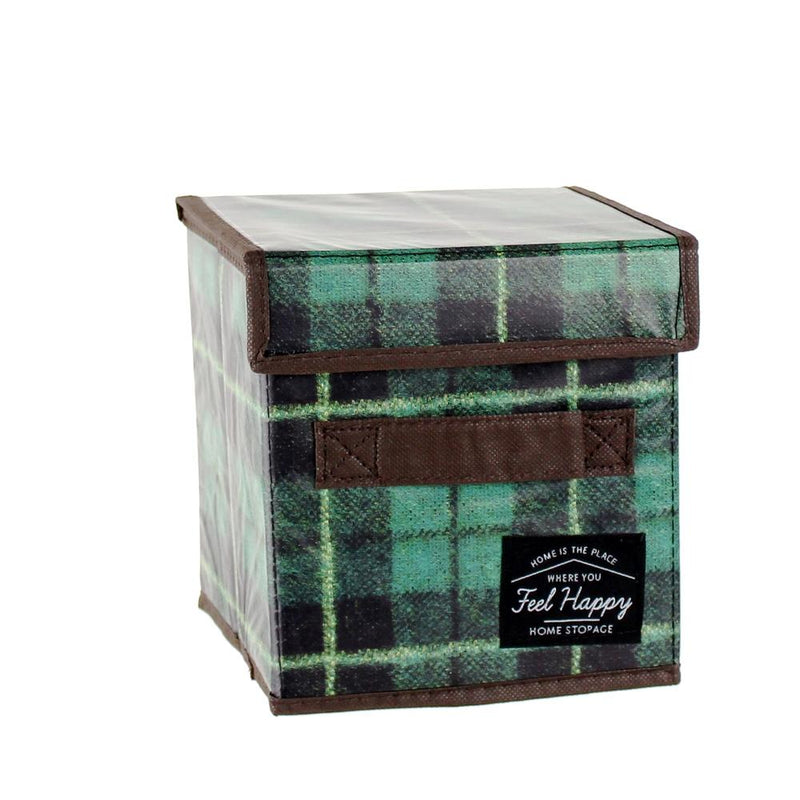 Storage Box (With Lid/Plaid/18x18x18cm)