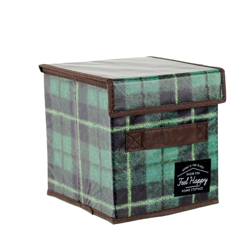 Storage Box (With Lid/Plaid/18x18x18cm)