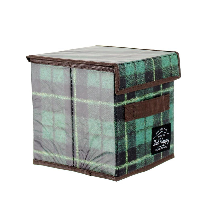 Storage Box (With Lid/Plaid/18x18x18cm)