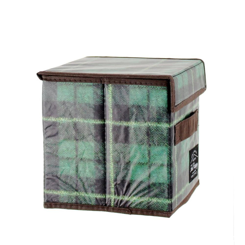 Storage Box (With Lid/Plaid/18x18x18cm)