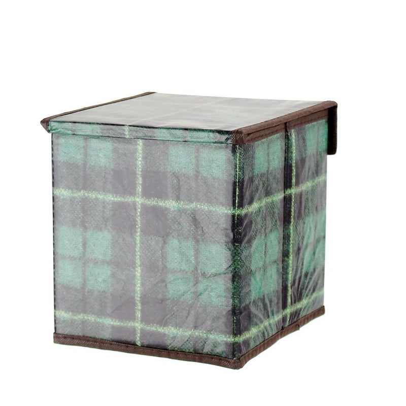 Storage Box (With Lid/Plaid/18x18x18cm)