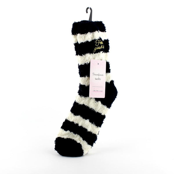 Cable Knit Striped Fluffy Socks (20-22cm)