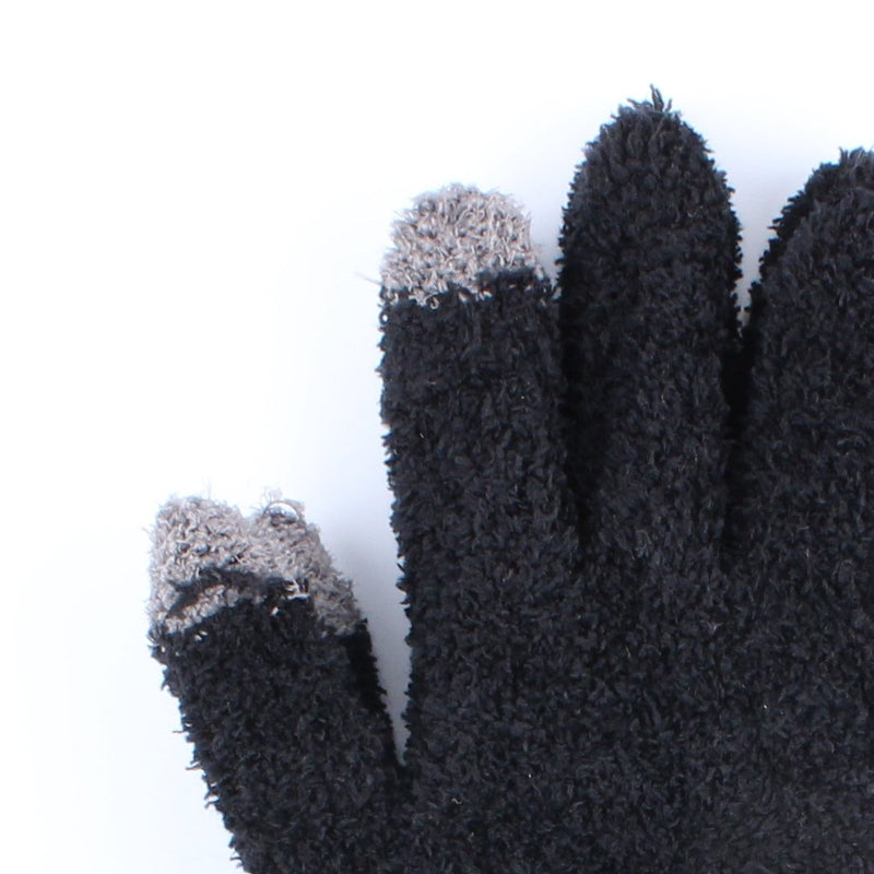 Fluffy Touchscreen Women One Size Bow Embroidered 1 pair Gloves
