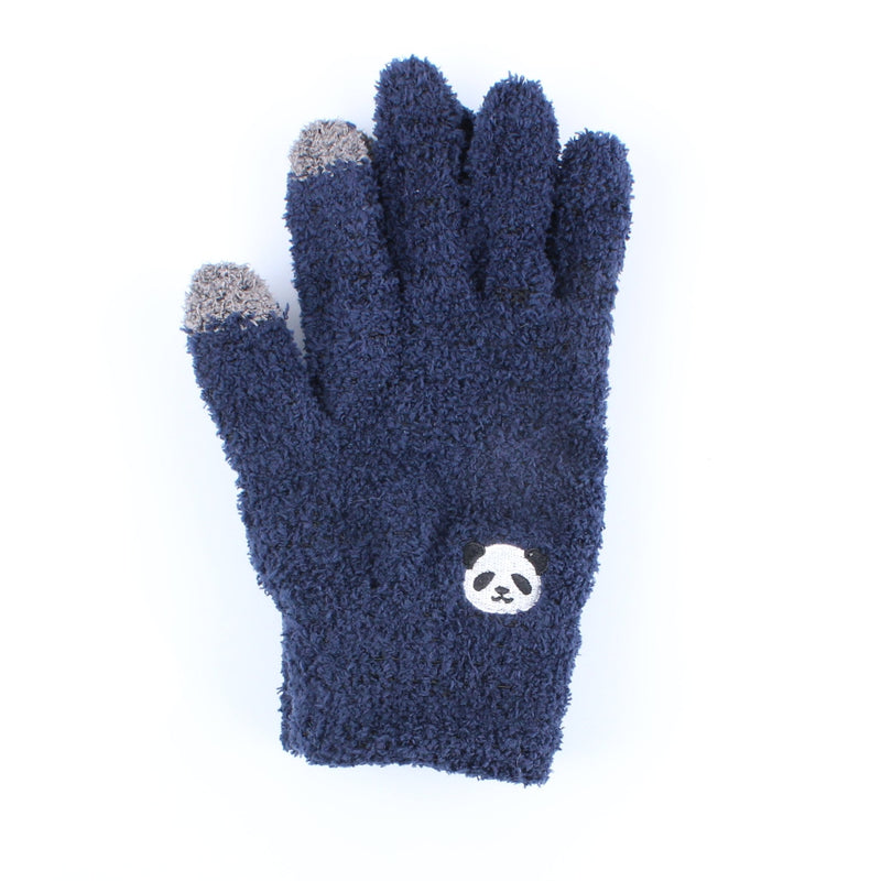Fluffy Touchscreen Women One Size Panda Embroidered 21cm Gloves
