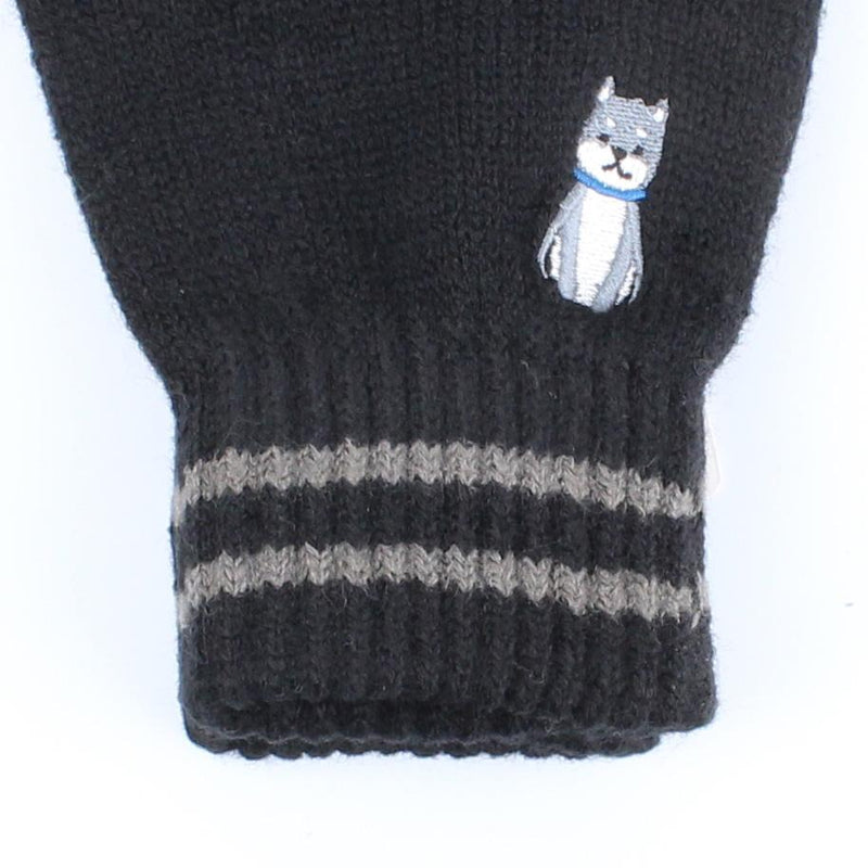 Embroidered Touch Screen Women Dog 21 cm 1 pair Winter Gloves