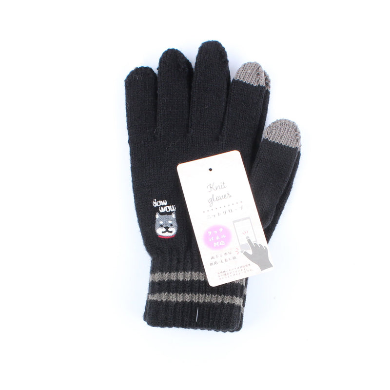 Embroidered Touch Screen Women Dog 21 cm 1 pair Winter Gloves