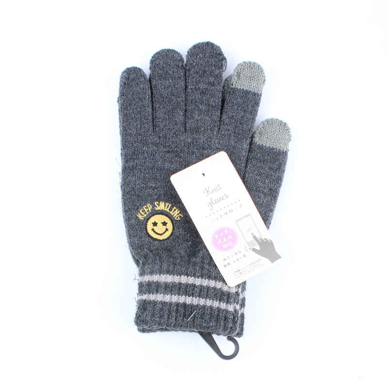 Knit Touchscreen Women One Size Smiley Face 1 pair Gloves