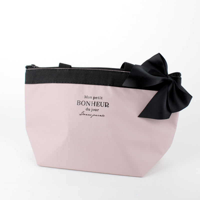 Ribbon Design Lunch Tote Bag with Aluminum Thermal Insulation (Light Pink)