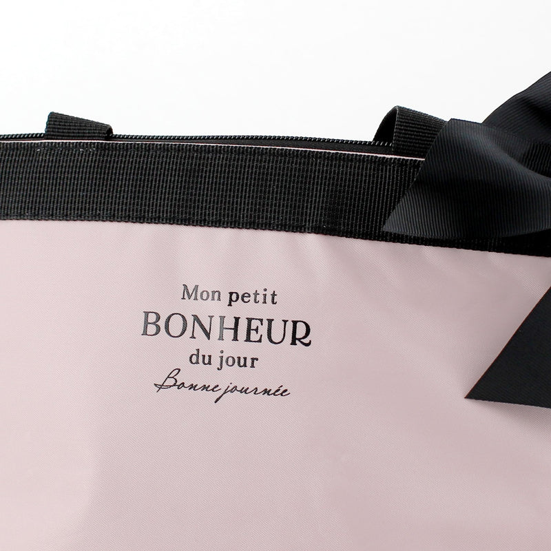 Ribbon Design Lunch Tote Bag with Aluminum Thermal Insulation (Light Pink)