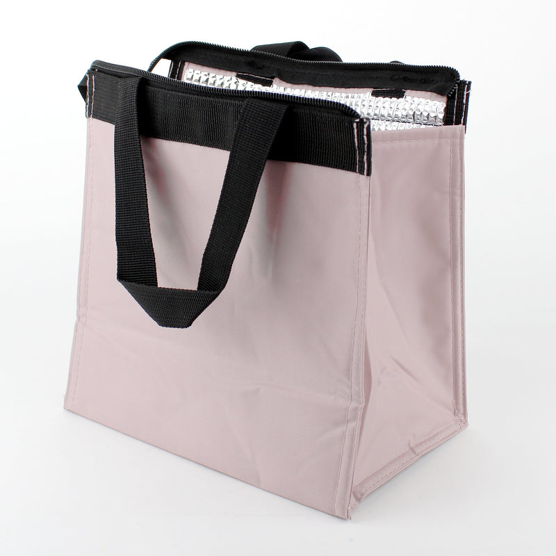 Ribbon Design Wide Lunch Tote Bag with Aluminum Thermal Insulation (Light Pink)