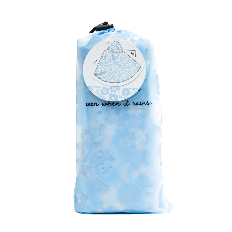 Rain Poncho (Poncho/With Bag/Frosted/Women/Flower/Writings/One Size Fits All/Pouch: H28 x W15cm/148x70cm/SMCol(s): Blue)
