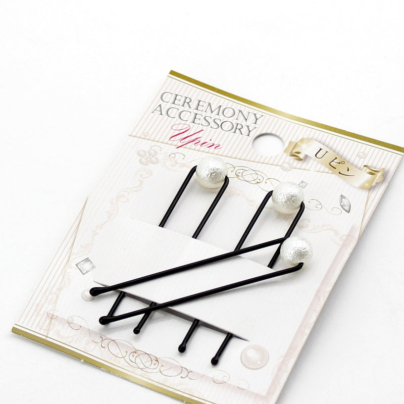 Hair Pins (Pearl/BK/WT*BR/WT/5x1cm (3pcs))