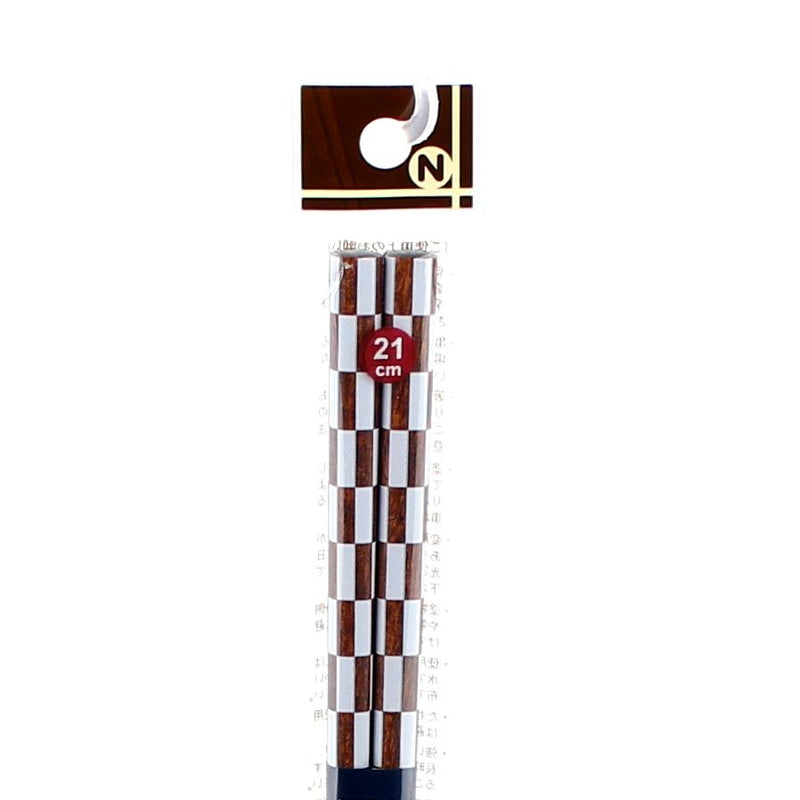 Chopsticks (Wood/Check*2-Types/BK*WT/21cm (1pr))