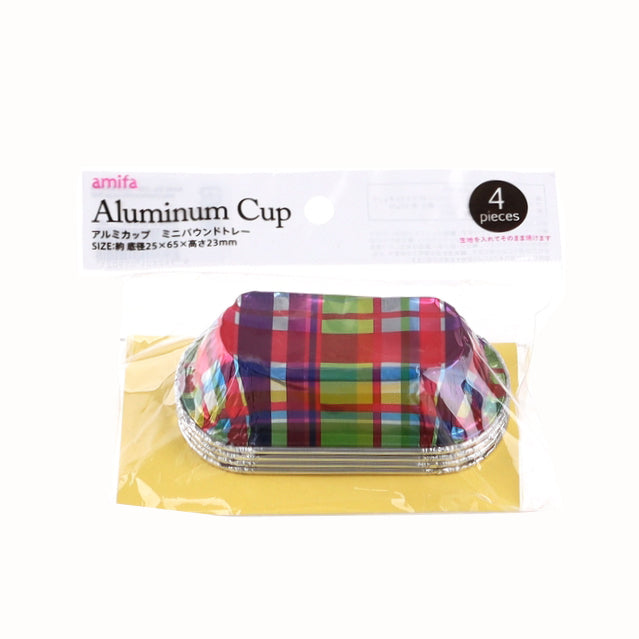 Baking Cups (Aluminum/Tray/Plaid/6.5x2.3cm (4pcs))