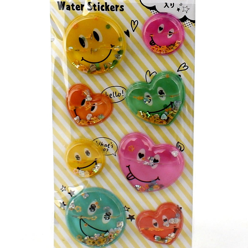 Stickers (PET/Water/Sequins/Smiley Face/Heart/9x19cm)