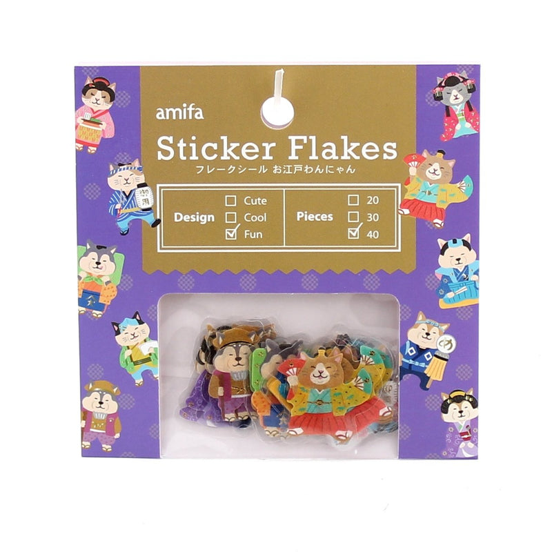 Sticker Flakes (Paper/Edo/Cat/Dog/10x10cm (40pcs))