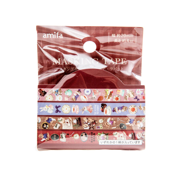 Masking Tape (Retro Bear & Rabbit/20mm x 4m/SMCol(s): Pink/Purple/Brown/Red)