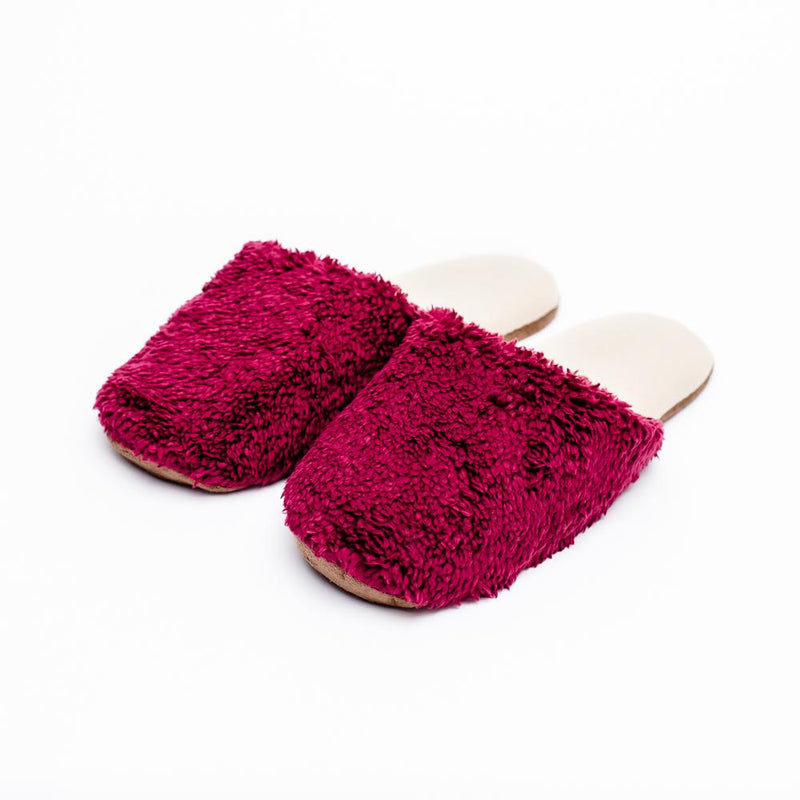 Fluffy Boa Slippers (25.5cm) Magenta / Teal
