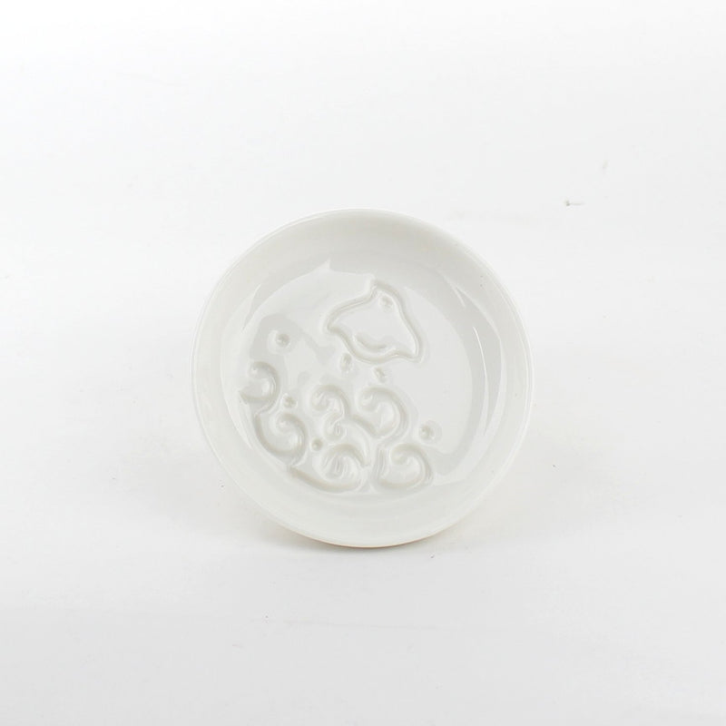 Plate (Porcelain/Soy Sauce/Bird/Wave/2cm/d.9cm)
