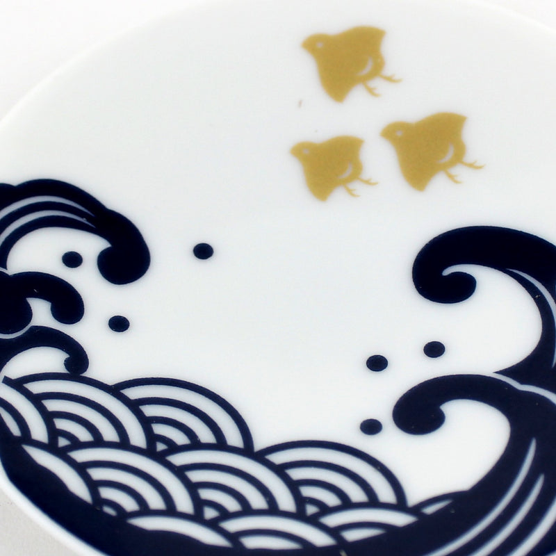 Bird & Wave Porcelain Plate (S/1cm/d.9.5cm)