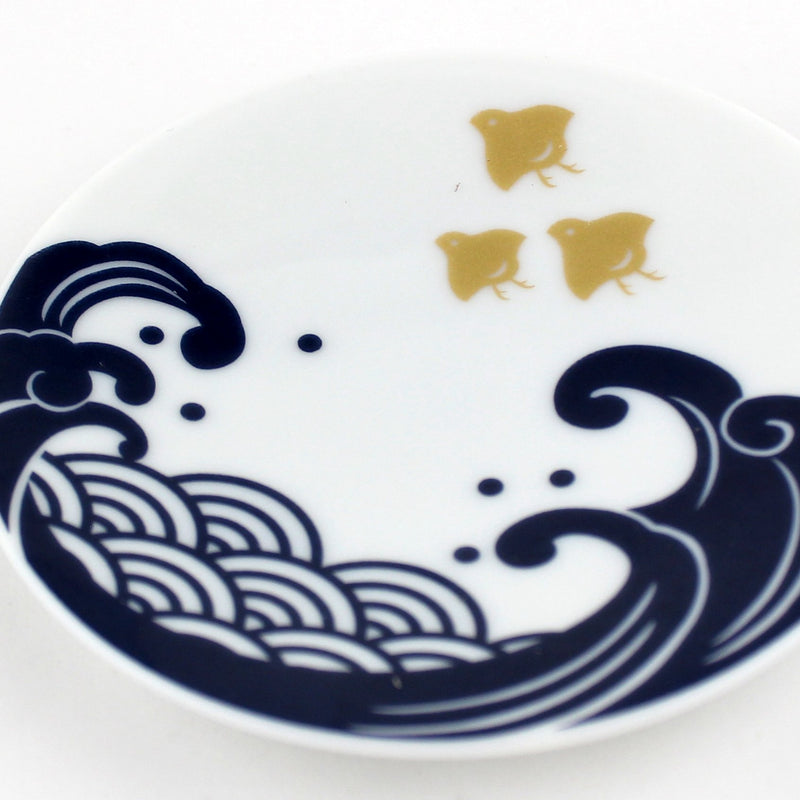 Bird & Wave Porcelain Plate (S/1cm/d.9.5cm)