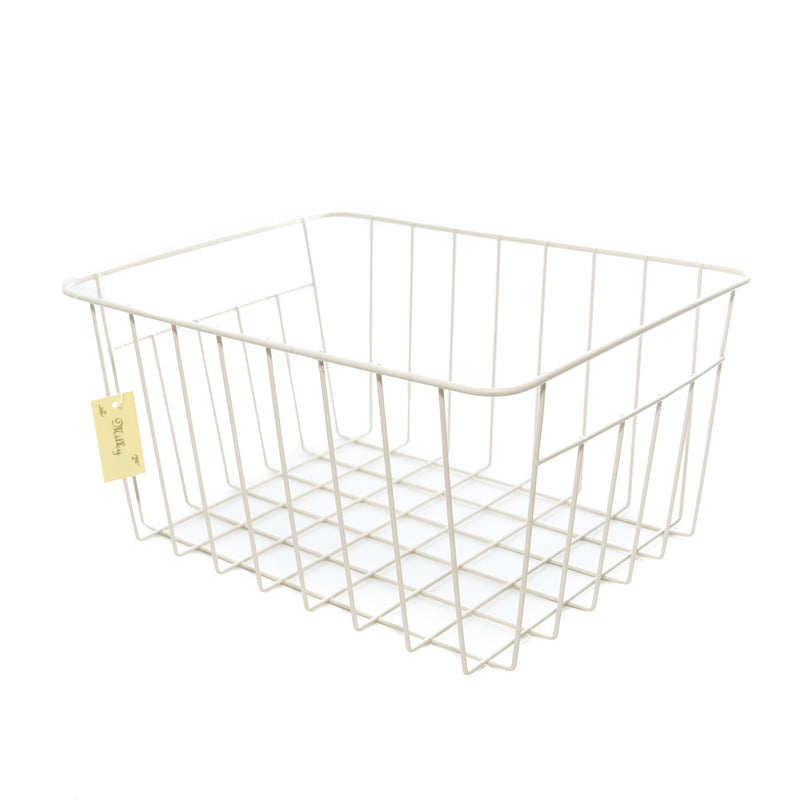 White Rectangular Steel Wire Basket 