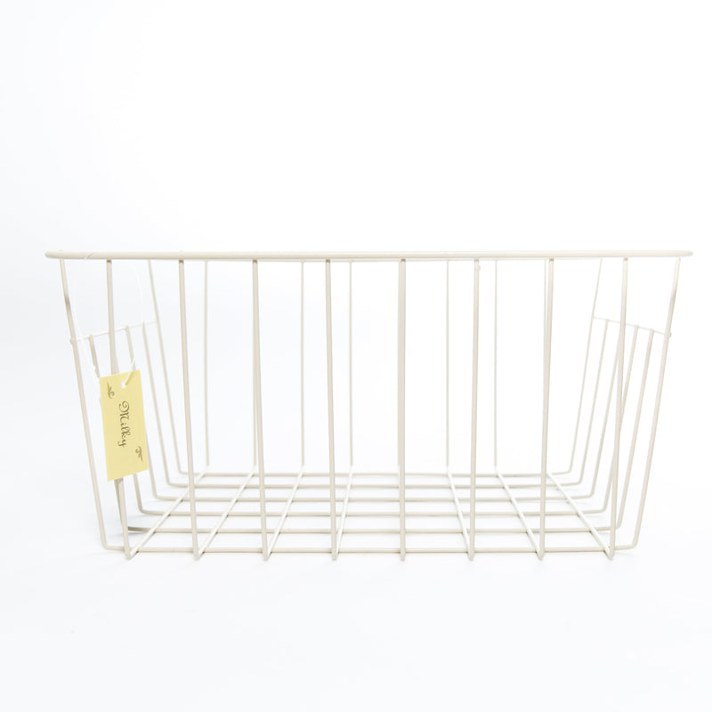 White Rectangular Steel Wire Basket 