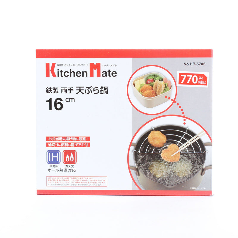 Iron Silicone Coating Tempura Frying Pot with 2 Handles