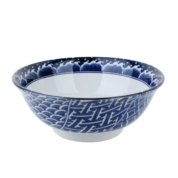 Bule Wave Shouzui Porcelain Ramen Bowl