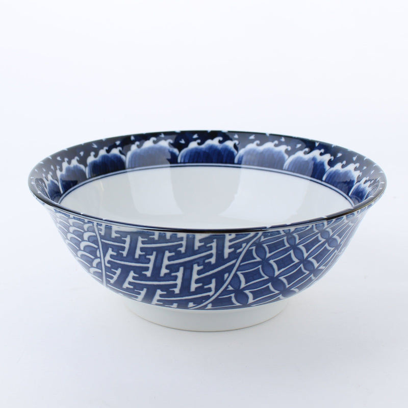 Bule Wave Shouzui Porcelain Ramen Bowl
