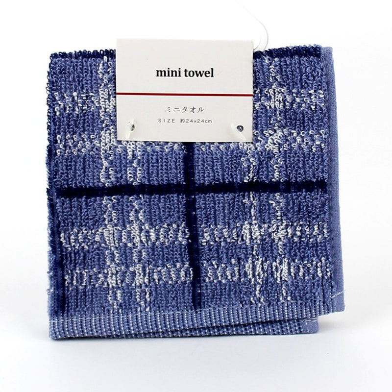 Towel (Mini/Check/BK*BL/24x24cm)