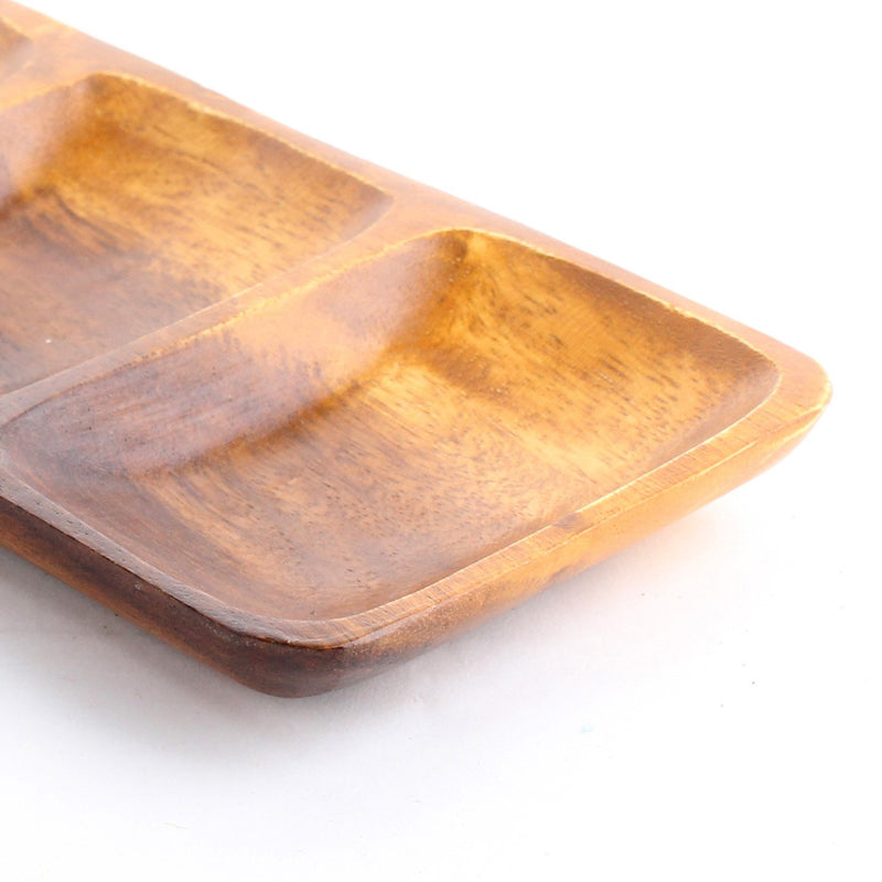 Acacia Wood Rectangular Plate with Dividers