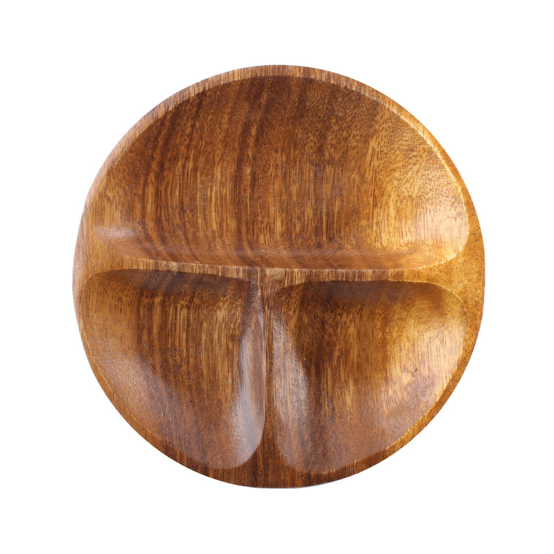 Acacia Wood Round Plate with Dividers