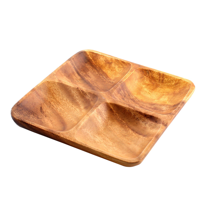 Acacia Wood Square Plate with Dividers
