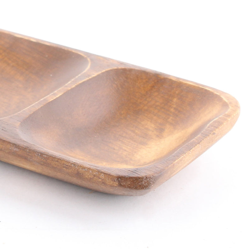 Acacia Wood Mini Rectangular Plate with Dividers