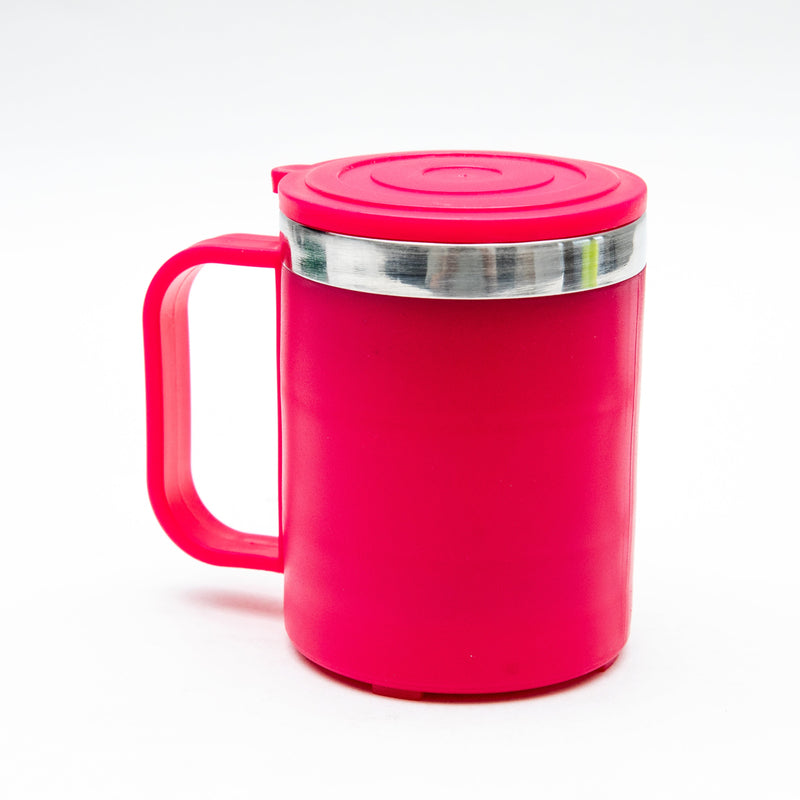 Mug (Polypropylene/Stainless Steel/With Lid/SMCol(s): Brown/Yellow/Pink)