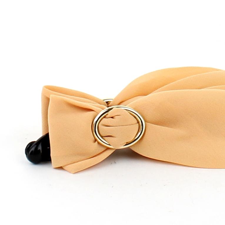 Beige-Orange Chiffon Banana Hair Clip with Gold Ring