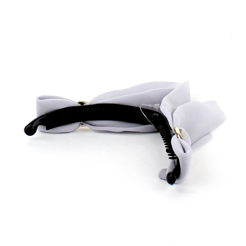 Light Grey Chiffon Banana Hair Clip with Gold Ring