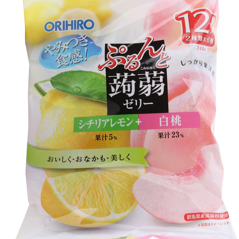 Orihiro Konnyaku Jelly Lemon, White Peach Konnyaku Jelly 240 g 12pcs