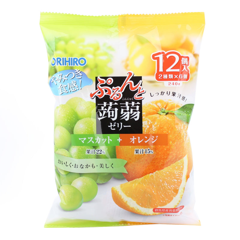 Konnyaku Jelly (Assortment: Muscat Grape, Orange/In Mini Pouch/240 g (12pcs)/Orihiro/Konnyaku Jelly)
