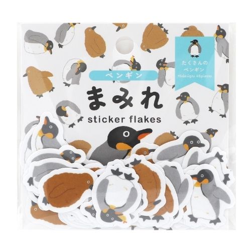 Sticker Flakes (Masking Tape/Penguins/45pcs/World Craft/Mamire/SMCol(s): Gray,Brown,Black,White)