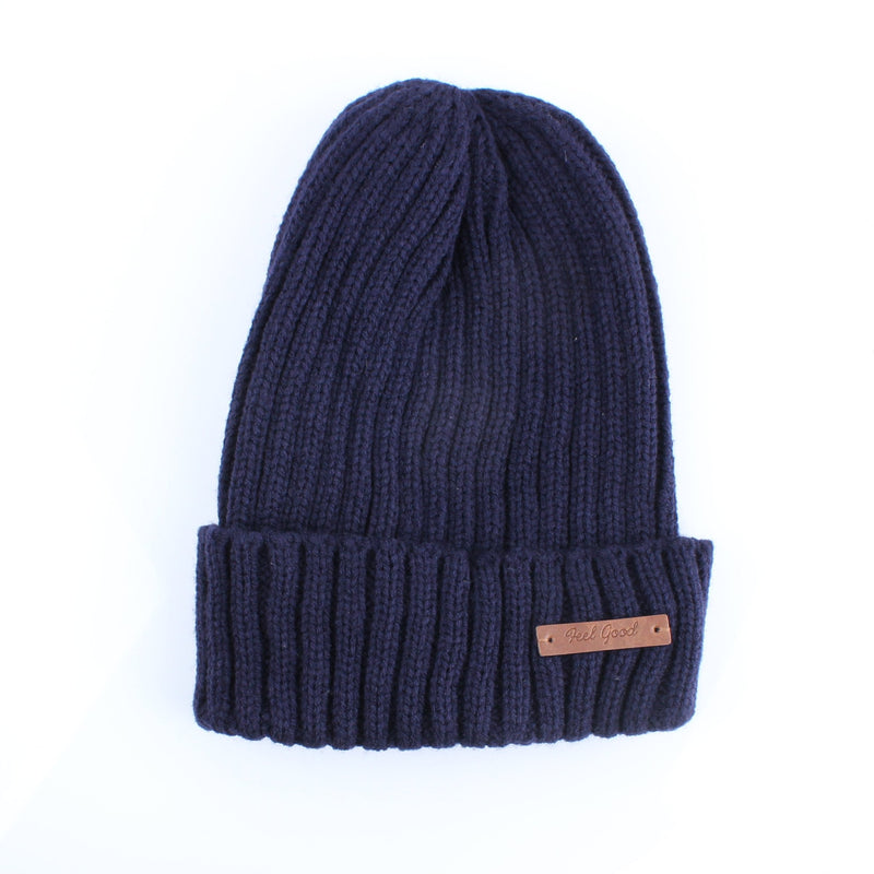 Leather Patch Free Size Knit Hat