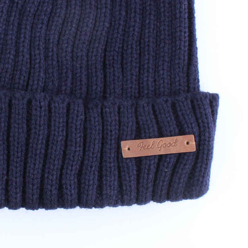Leather Patch Free Size Knit Hat