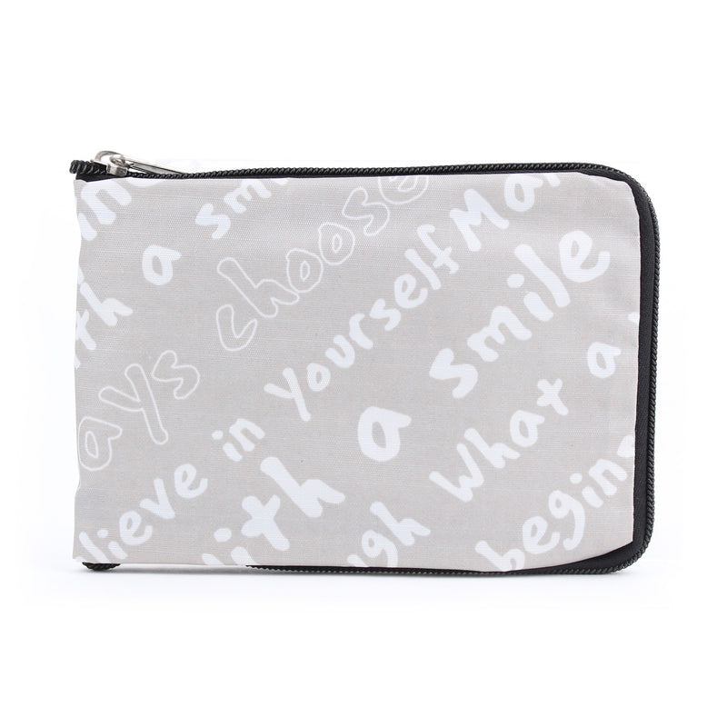 Shopping Bag (Foldable/Bottom Zipper/Engligh Writing/SMCol(s): Grey)