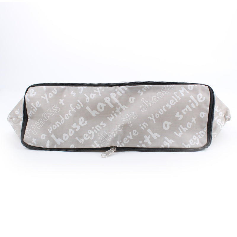 Shopping Bag (Foldable/Bottom Zipper/Engligh Writing/SMCol(s): Grey)